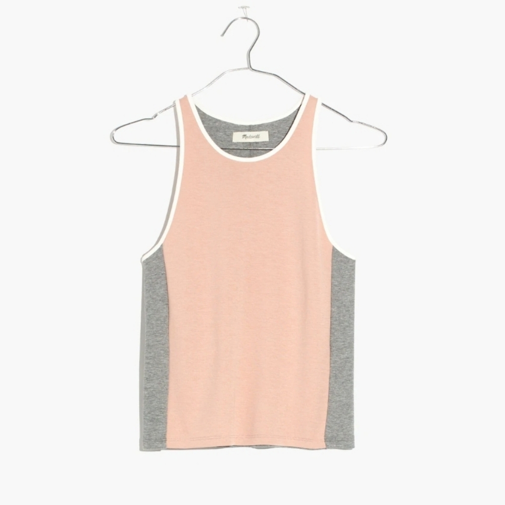 Madewell Offline Tank Top in Colorblock Pink And Gray Size Medium